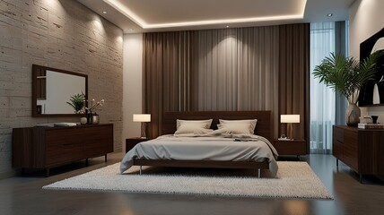 Modern Interior With Bright Wall, Living room, Bed room, kitchen, House Plants