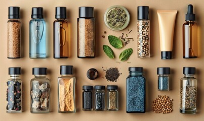 set on men s cosmetics on brown background natural beauty products for men s grooming skin care.