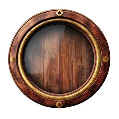 Wooden Porthole with Brass Rim