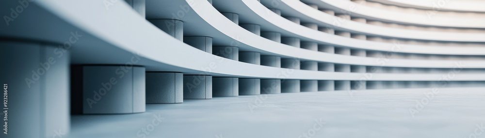 Aufkleber modern architecture featuring smooth curves and contrasting columns, perfect for design and aestheti