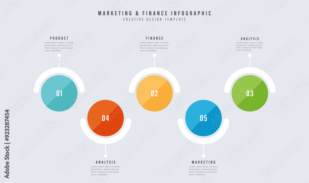 Poster vector infographic circle label design business template with icons and 5 options or steps. can be u