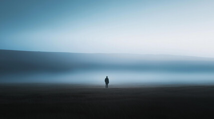 Fototapeta premium person with fog over the river