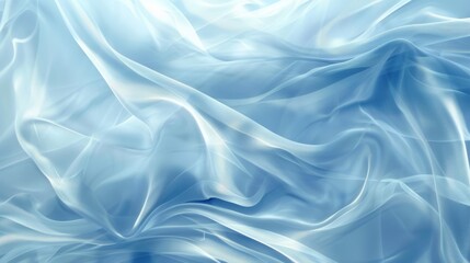 Obraz premium Abstract background featuring light blue flowing fabric textures with soft, fluid waves and smooth contours