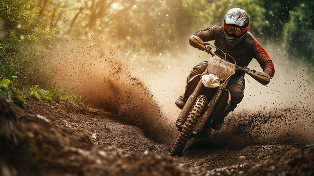 Action-packed images capturing the thrill and intensity of motocross, showcasing high-flying jumps, dirt tracks, and adrenaline-fueled competition.