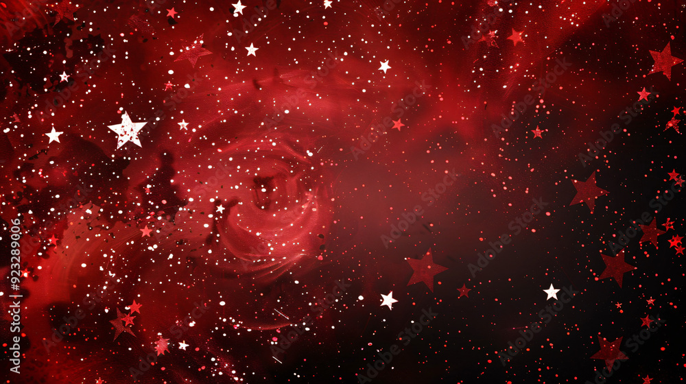 Poster vibrant red galaxy background with stars forming in outer space and ample space for text