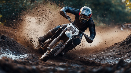 Action-packed images capturing the thrill and intensity of motocross, showcasing high-flying jumps, dirt tracks, and adrenaline-fueled competition.