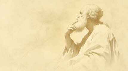 Fototapeta premium Biblical Illustration of 1 Kings: Solomon Reflecting on Dream and Responsibilities of His Divine Gift of Wisdom, Bible Wall Art with Beige Background