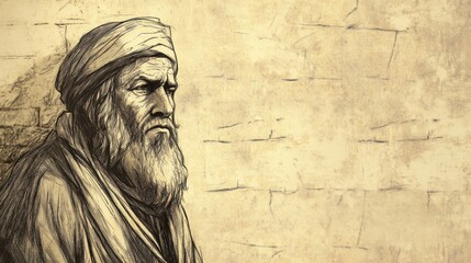 Uzziah Lives in Isolation Due to His Leprosy, Ruling from a Separate House, 2 Kings Biblical Illustration, Bible Wall Art, Beige Background