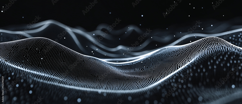 Aufkleber abstract digital wave pattern with glowing particles