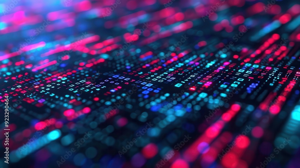 Poster twinkling fractal patterns in a digital communication interface, illuminated fractal design