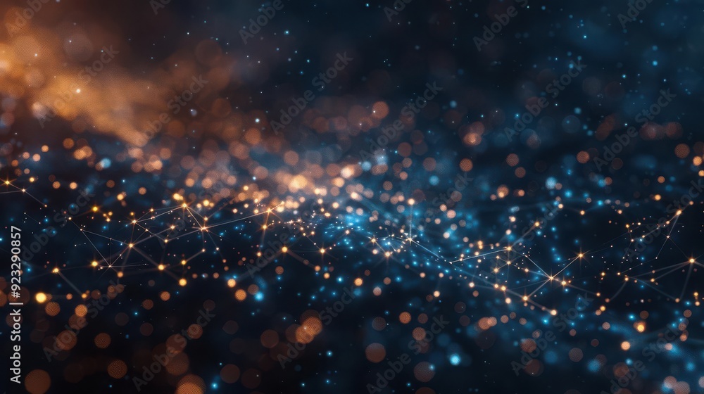 Poster twinkling constellation patterns in a communication interface, luminous star network