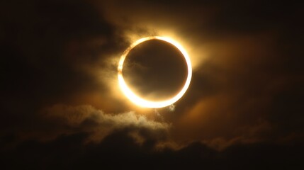 Ring of Fire Solar Eclipse Above Desert Landscape