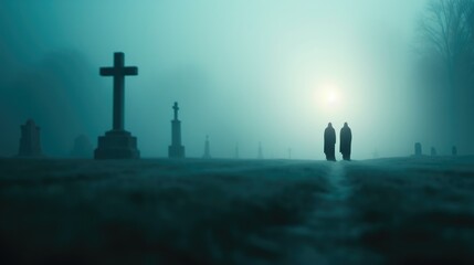 Dark Apparitions in a Misty Burial Ground