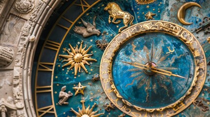 Astrological horoscope circle with zodiac sings