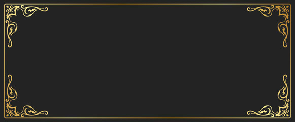 Vintage frame, Thai pattern frame, gold name plate on a black background.