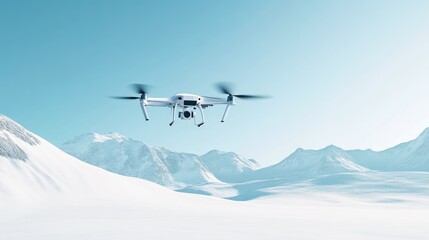 Naklejka premium Drone Soaring Over Snow-Capped Mountain Range
