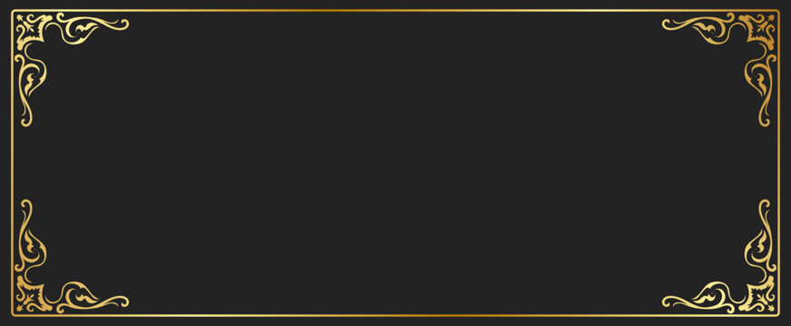 Vintage frame, Thai pattern frame, gold name plate on a black background.