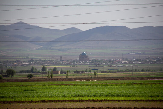 Beautiful nature and the city of Zanjan 
in IRAN from a distance and the beautiful and historical dome of Soltanieh