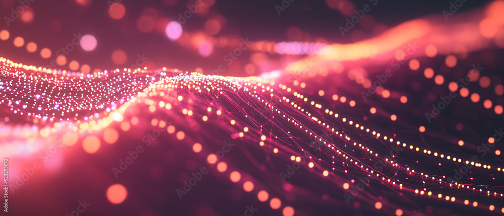 Poster abstract red and orange lightscape with bokeh and blur