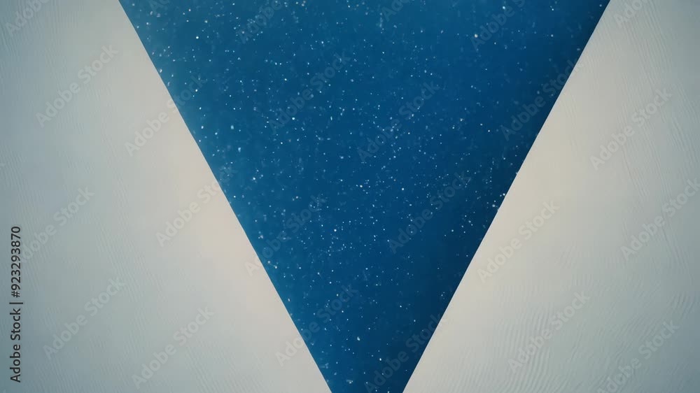Poster inverted blue triangle with galaxy-like texture on gradient gray background. concepts of geometric s