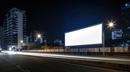 Advertising mock up blank billboard at night time with street light with copy space for public information board billboard blank for outdoor advertising poster