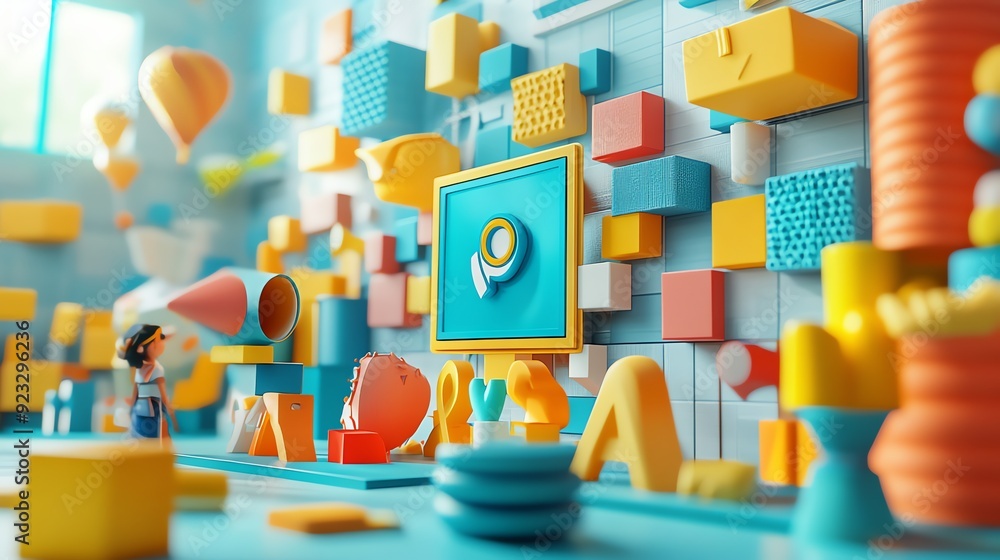 Poster 3d abstract shapes and geometric designs.