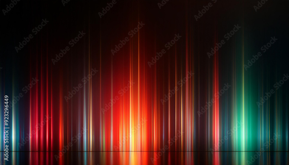 Aufkleber Abstract Light Streaks in Motion. Multicolored Gradient Lines and Glowing Spectrum on Dark Background, Vibrant Dynamic and Futuristic Visual Effect. Cinematic Poster Banner Background With Copy Space