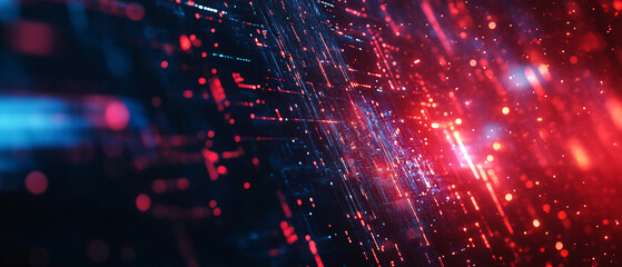 Obraz premium Abstract Red and Blue Digital Glitch Lines Background