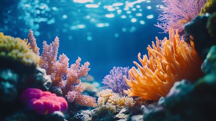 Fototapeta premium Underwater coral reef. Colorful coral reef of the underwater world.