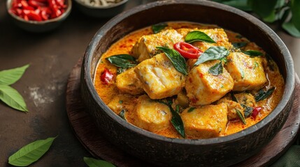 Delicious Fish Curry with Coconut Milk and Herbs