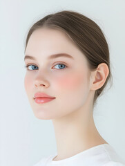 Fototapeta premium Beautiful Young Woman with Soft Makeup and Clear Complexion
