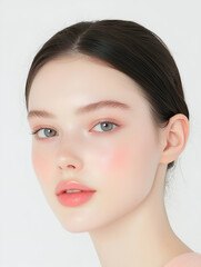 Obraz premium Beautiful Young Woman with Soft Makeup and Clear Complexion