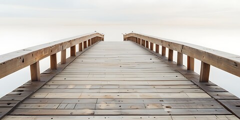 wooden bridge on white background