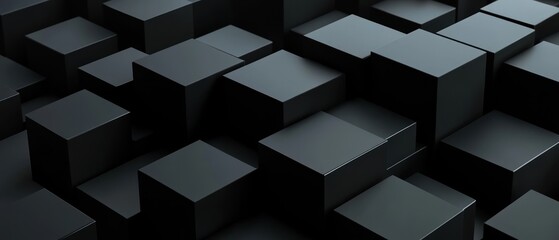 Fototapeta premium Abstract geometric blocks on a black background, 3d render