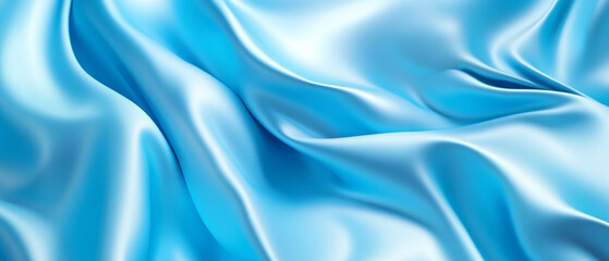 Obraz premium Abstract Blue Silk Fabric Draped with Elegant Waves and Smooth Texture, Abstract Blue Silk Fabric Draped with Elegant Waves and Smooth T