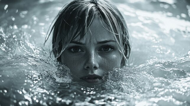 Woman swimming in pool