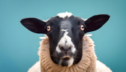 schaf, tier, lamb, isoliert, t&uuml;rkis, atelier, studio, neu, close up, kopf, portrai, spa&szlig;ig, cartoon, wolle, gesicht, portrait, h&uuml;bsch, schwarz, schwarzes, photo, posing, komisch surreal, pulli, ad, 3d