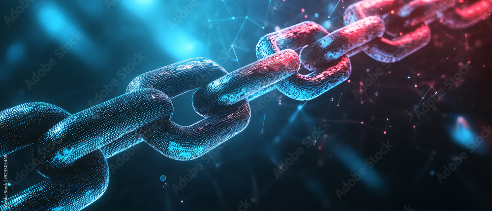 Poster abstract digital chain link network connection technology concept, abstract digital chain link netwo