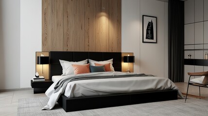 Modern Interior With Bright Wall, Living room, Bed room, kitchen, House Plants