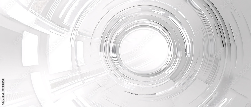 Aufkleber abstract white geometric tunnel with circular pattern and bright light, abstract white geometric tun