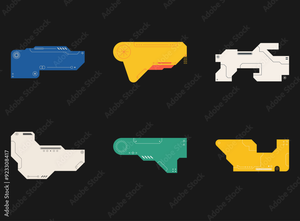 Poster futuristic element. cyberpunk decals set. hud interface design vector.