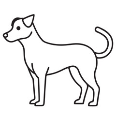 Black outline illustration of a dog's profile facing left on a white background.
