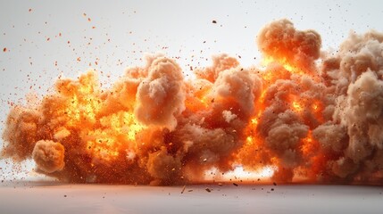 Dramatic Explosion with Orange and Brown Smoke