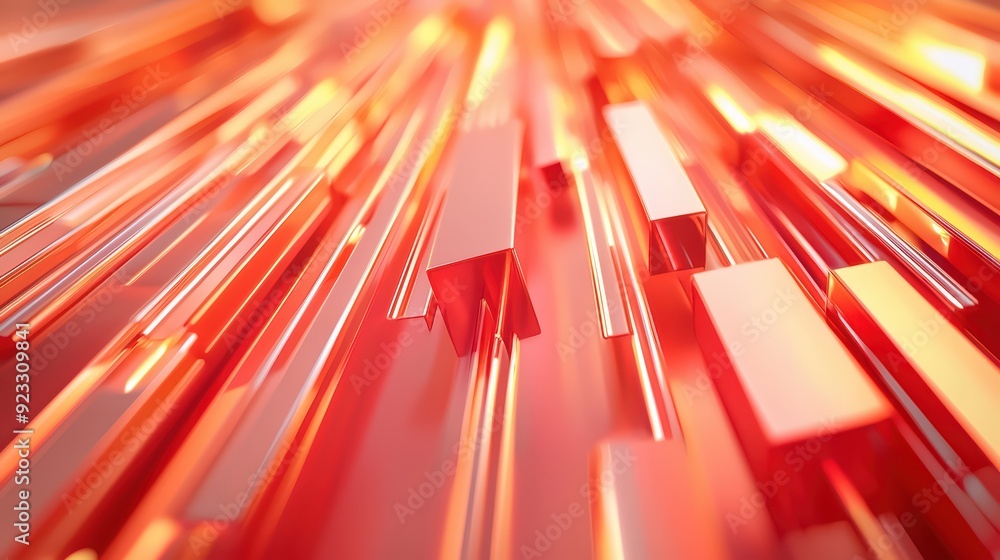 Poster abstract rendering of dynamic red lines creating a vivid and energetic visual experience with depth 