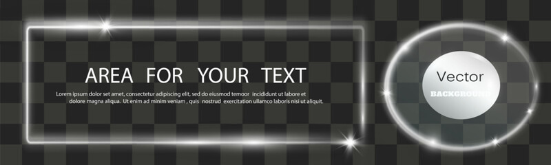 Glowing white futuristic frame.Technological background.Rectangular light.