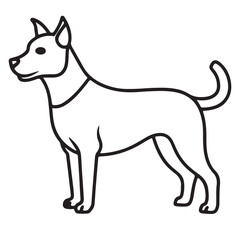 Black outline illustration of a dog's profile facing left on a white background.