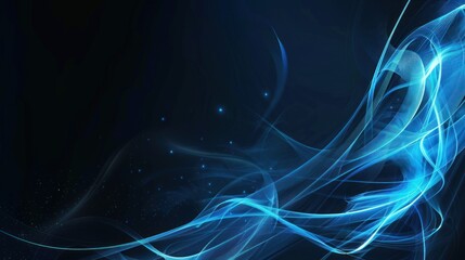Abstract Blue Swirls on Black Background