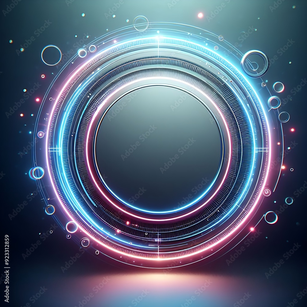 Poster a colorful circle with a black center. the circle is surrounded by a lot of bubbles. the bubbles are
