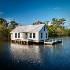Mississippi floating house, AI generated