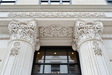 Obraz premium High-resolution image of a historic building with classic architectural details, ornate facades, and traditional craftsmanship. Include context that highlights its heritage. 